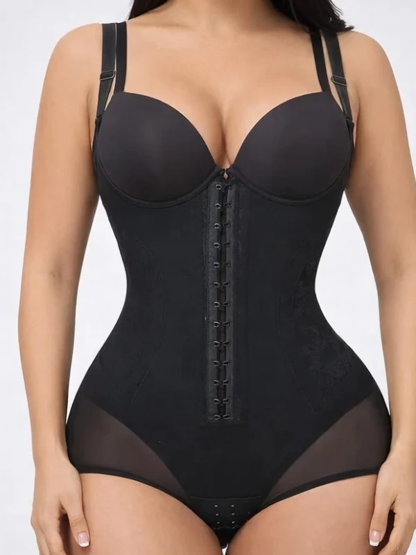 Built-In Bra Front-Hook Shaping Bodysuit with Adjustable Straps, front main view