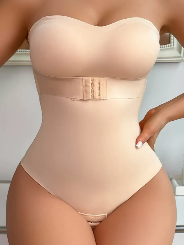 Strapless Front-Hook Brief Shaping Bodysuit with Molded Cups, front product view