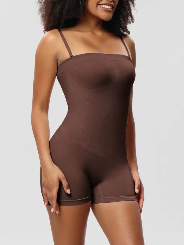 Seamless Convertible-Strap Shaping Bodysuit with Shorts, front product view