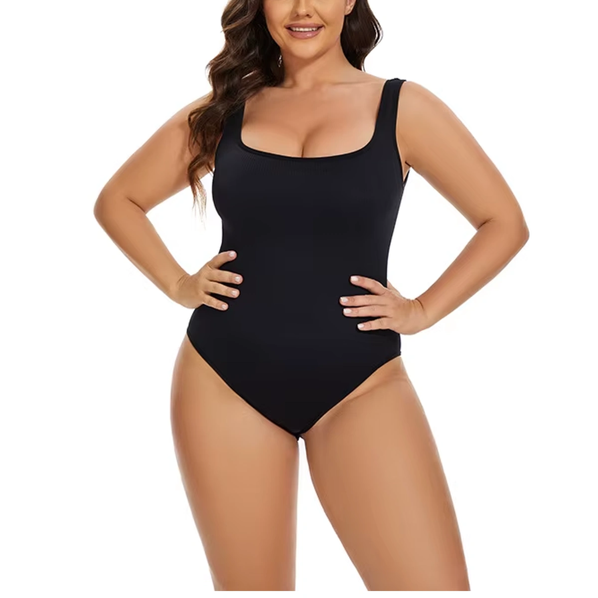 Seamless Square-Neck Bodysuit for Layering, front product view