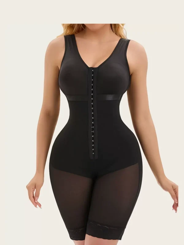 Front-Hook Mid-Thigh Shaping Bodysuit – Open or Zipper Crotch, front product view