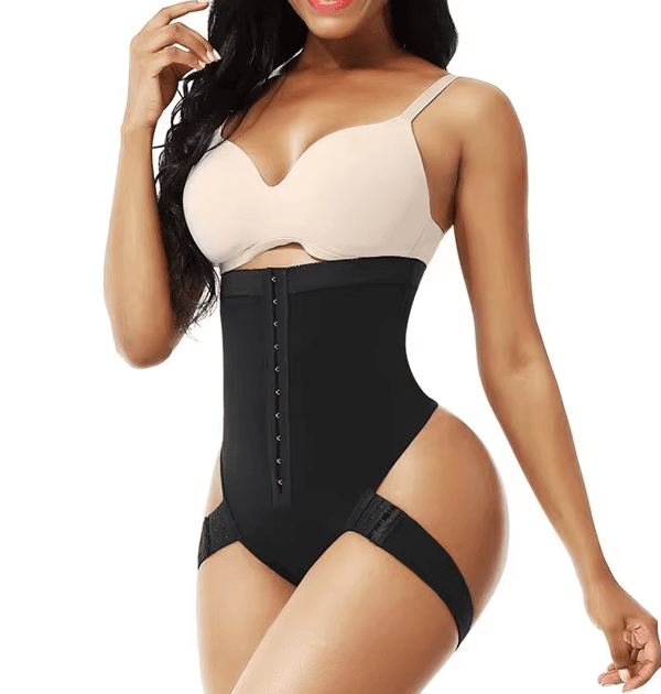 Open-Bust High-Waist Shaping Bodysuit with Thigh Straps, front product view