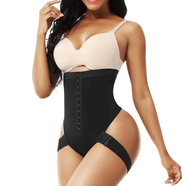 Open-Bust High-Waist Shaping Bodysuit with Thigh Straps, front product view