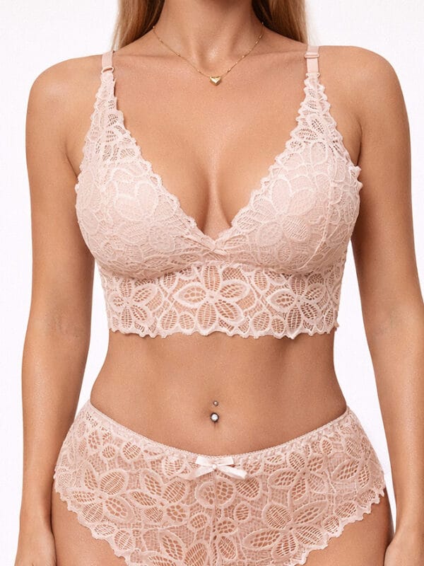 Lace Bralette and Brief Shaping Set with Soft Support, front product view