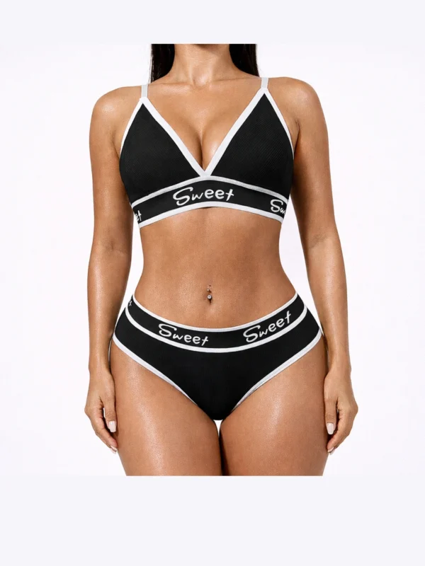 Contrast-Trim Triangle Bra and Brief Set, front product view