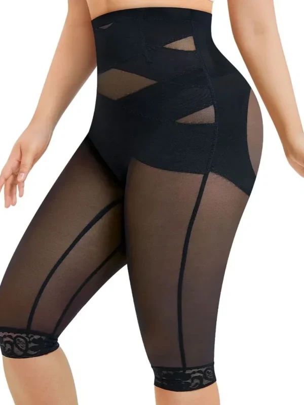 High-Waist Mesh Panel Mid-Calf Shaping Leggings, front product view