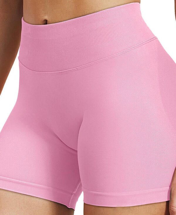 Pink High-Waist Sculpting Bike Shorts with Smooth Stretch Fit, front product view