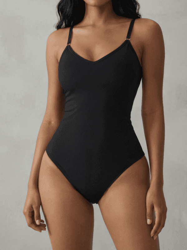Seamless Adjustable-Strap Shaping Bodysuit – Brief or Thong, front product view