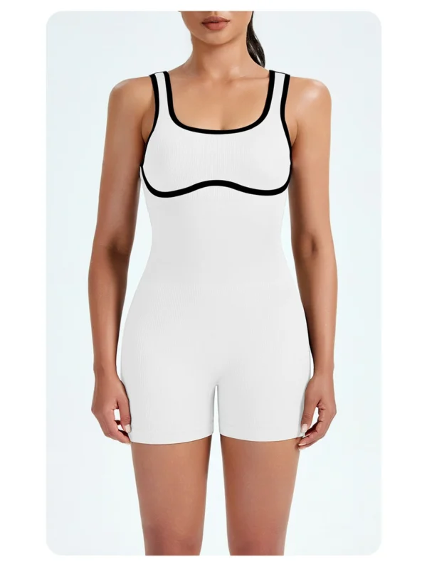 Seamless Ribbed Shaping Romper with Smooth Stretch Fit, front product view