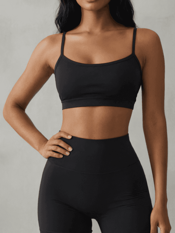Cross-Back Sports Bra and High-Waist Shorts Set, front product view