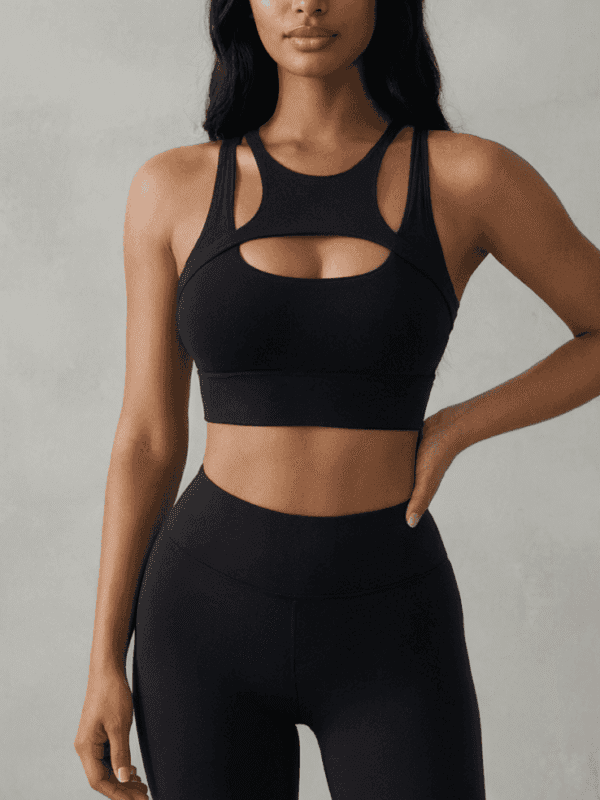 Cutout Sports Bra Crop Top for Smooth Active Styling, front product view