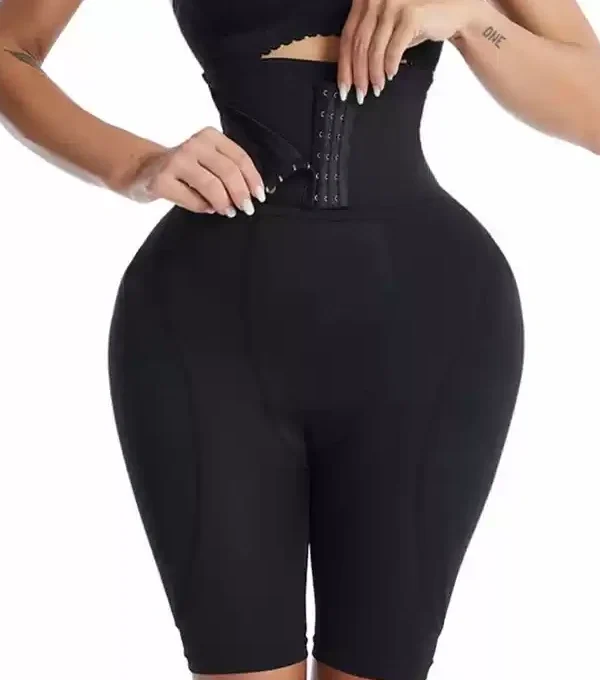 High-Waist Hook-Closure Shaper Shorts with Removable Hip Pads, front product view