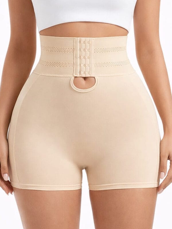 High-Waist Front-Hook Cutout Shaper Shorts, front product view