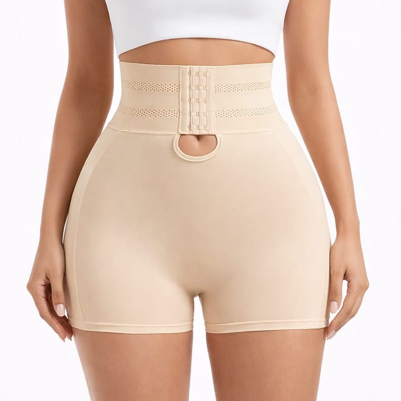 High-Waist Front-Hook Cutout Shaper Shorts, front product view