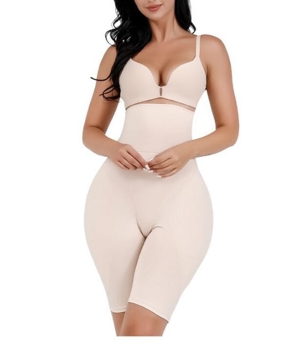 Nude high-waist padded hip shapewear shorts front view